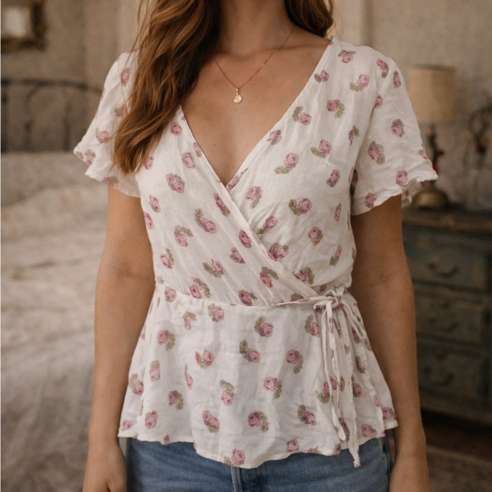 Chaser wrap blue floral rose print, size M